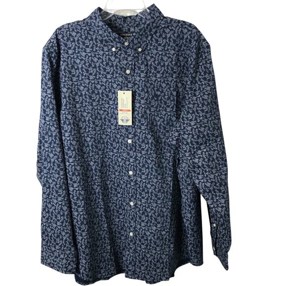 Dockers NWT Men's Navy Blue Floral Long Sleeve Button-Down Shirt Size XXL - Picture 1 of 7